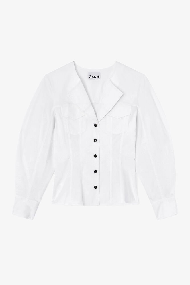Shirt in White Cotton, Bright White
