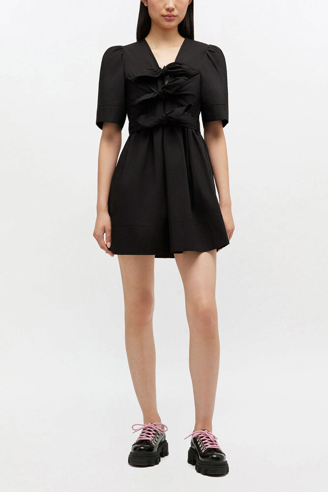 Baumwoll-Minikleid, Black