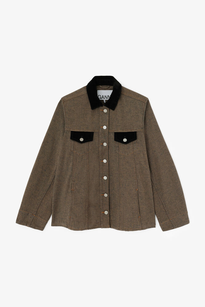 Overshirt in Neppy Denim, Chicory Coffee