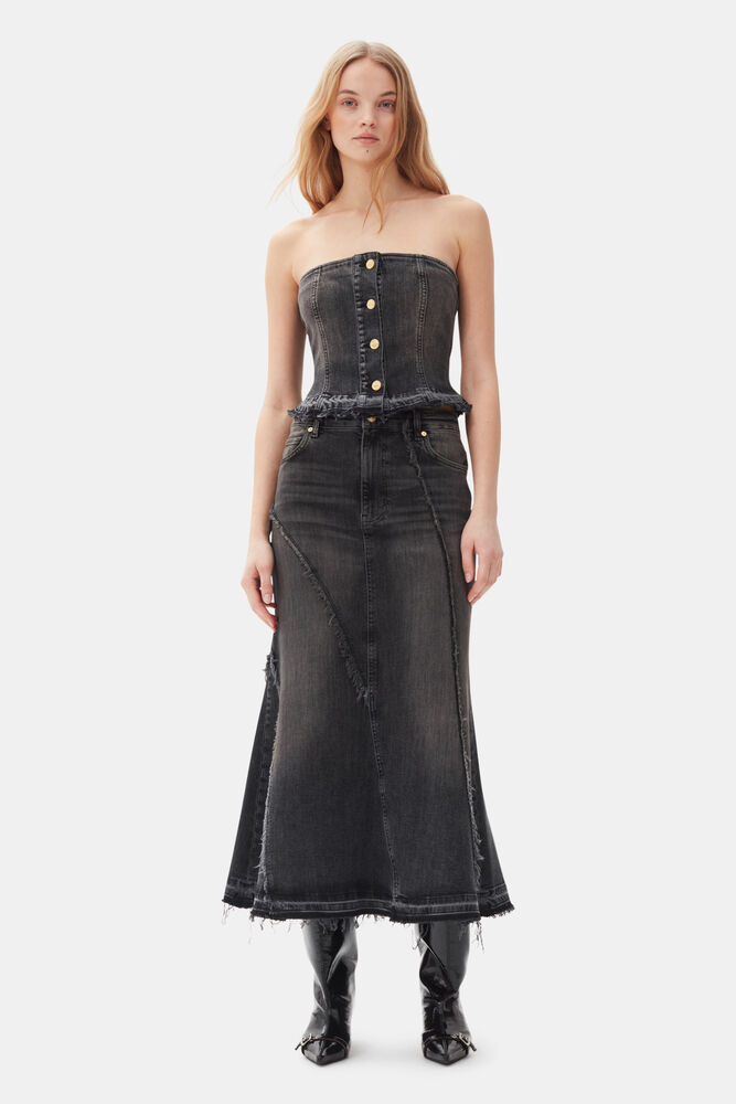 Washed Black Denim kjol, Washed Black/Black