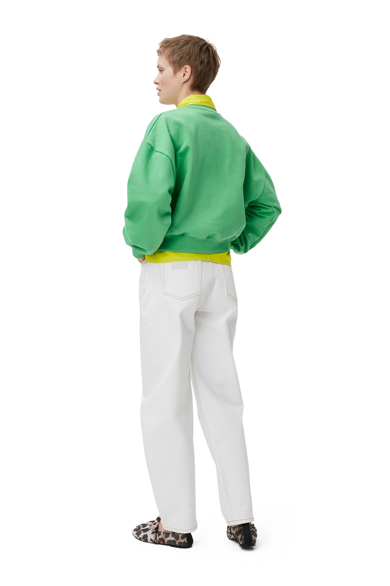 Green Butterfly Sweatshirt, Cotton, in colour Kelly Green - 2 - GANNI