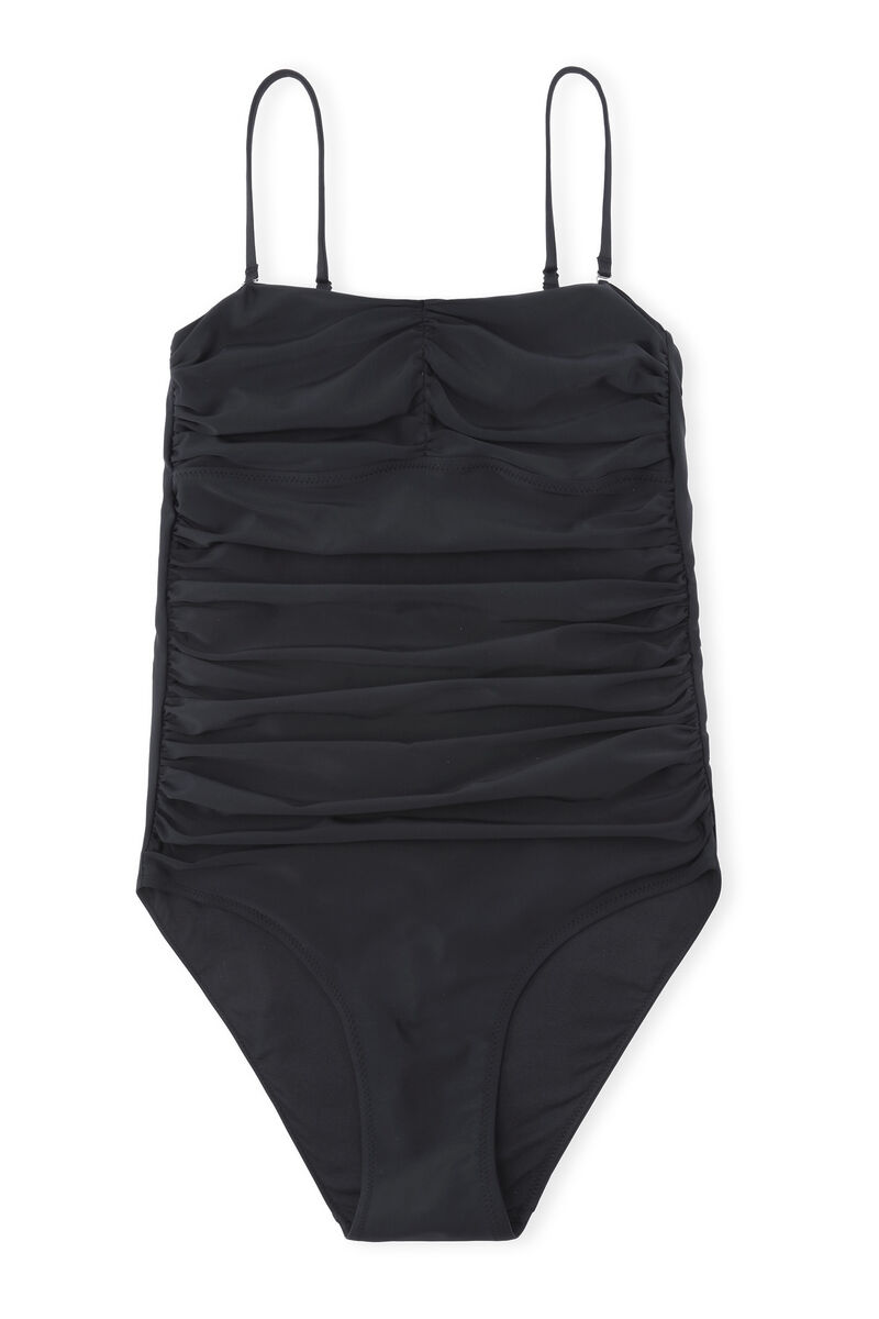 Rynket badedragt, Elastane, in colour Black - 1 - GANNI