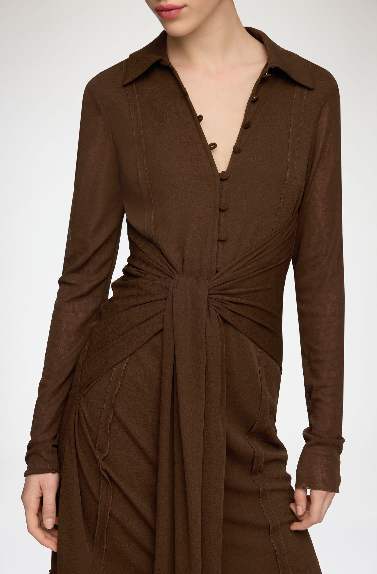 Short Dress in Marl Mesh, Recycled Polyester, in colour Demitasse - 3 - GANNI