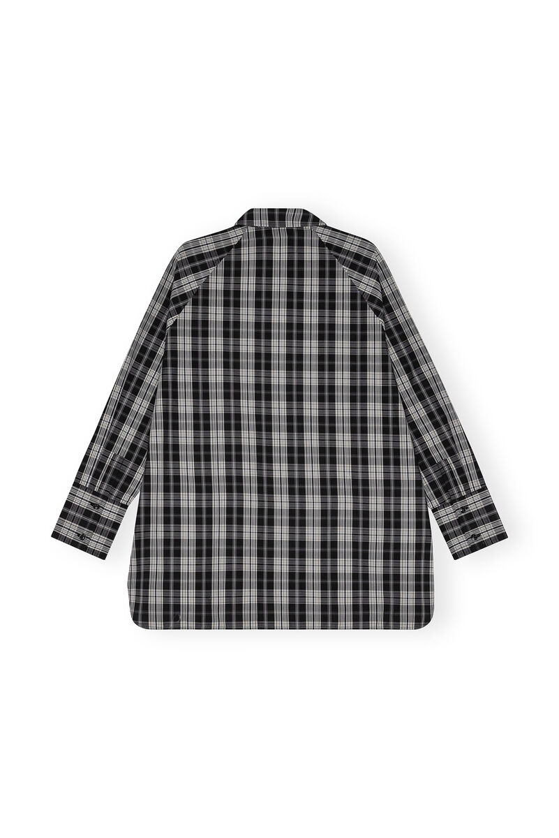 Checkered Cotton Oversized Raglan Shirt, Cotton, in colour Black - 2 - GANNI