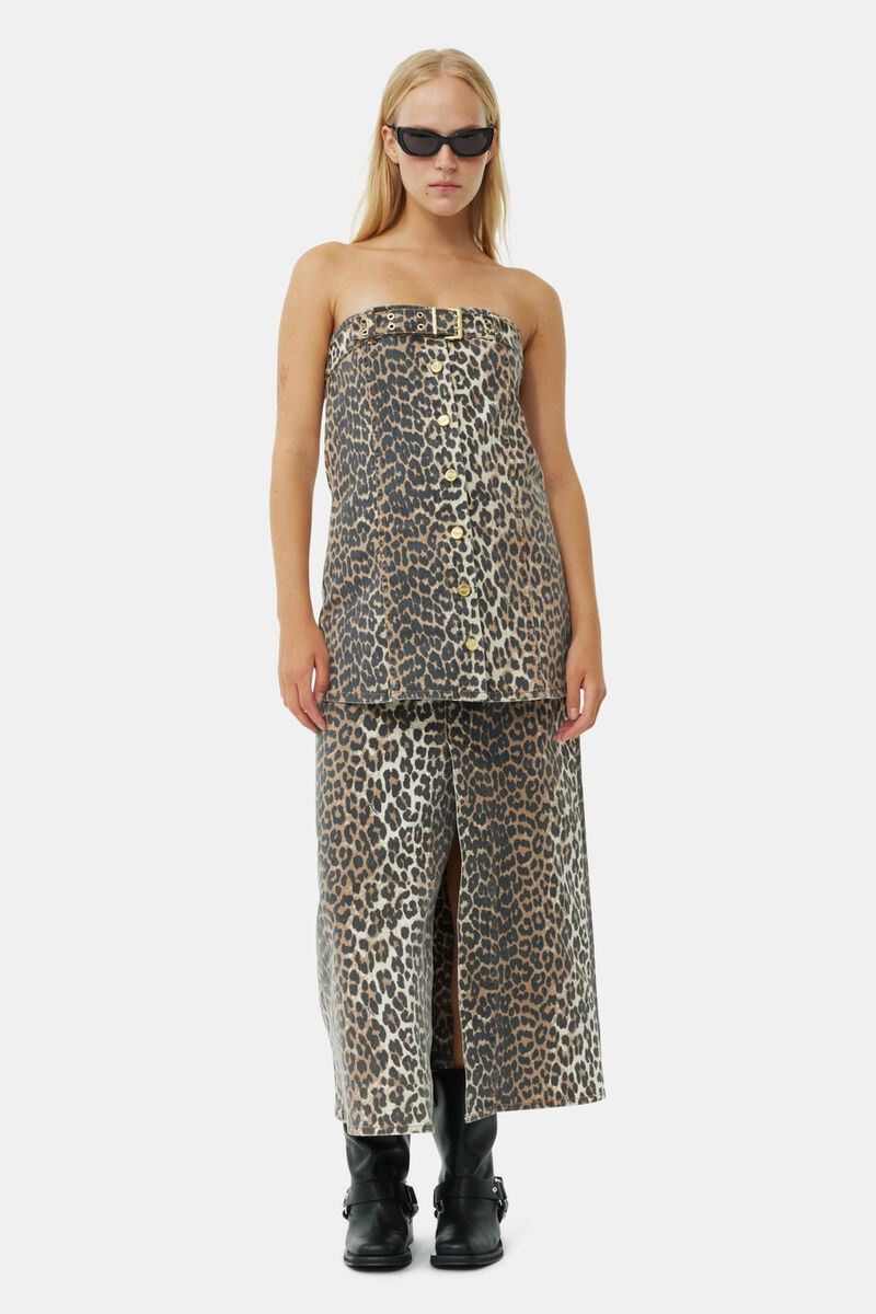Leopard Denim-Topp, Cotton, in colour Leopard - 2 - GANNI