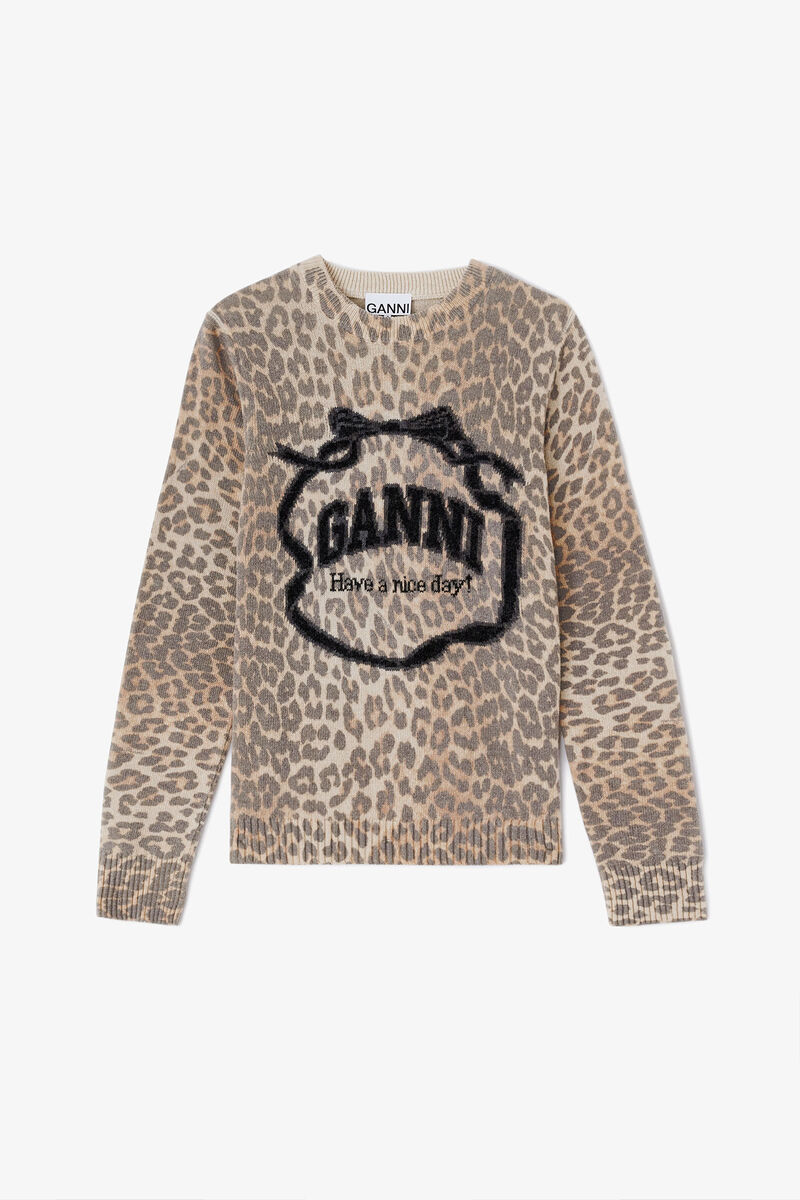 Pull en laine graphique, in colour Leopard - 1 - GANNI