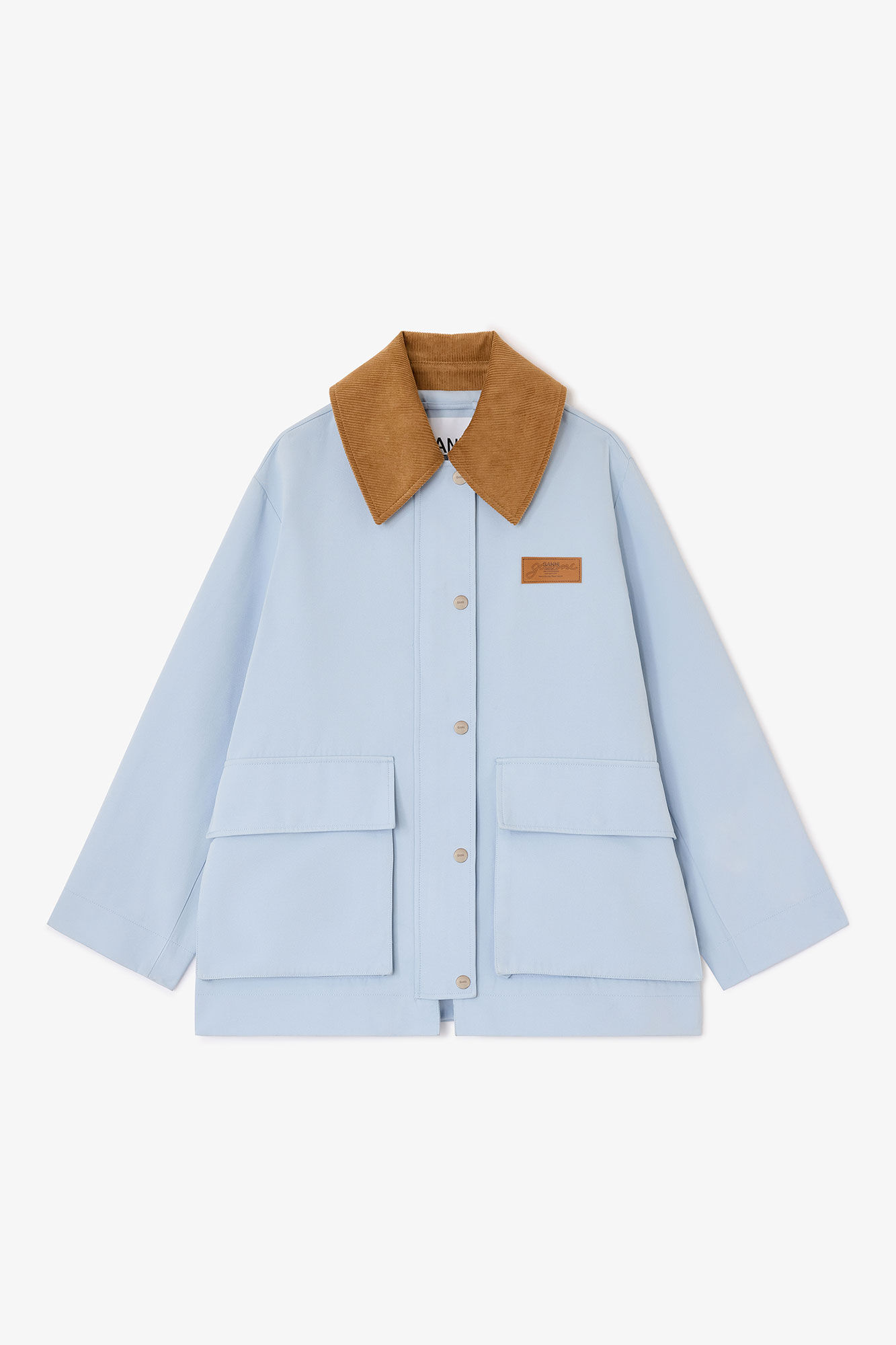 Veste midi en sergé bleu, Recycled Polyester, in colour Kentucky Blue - 1 - GANNI