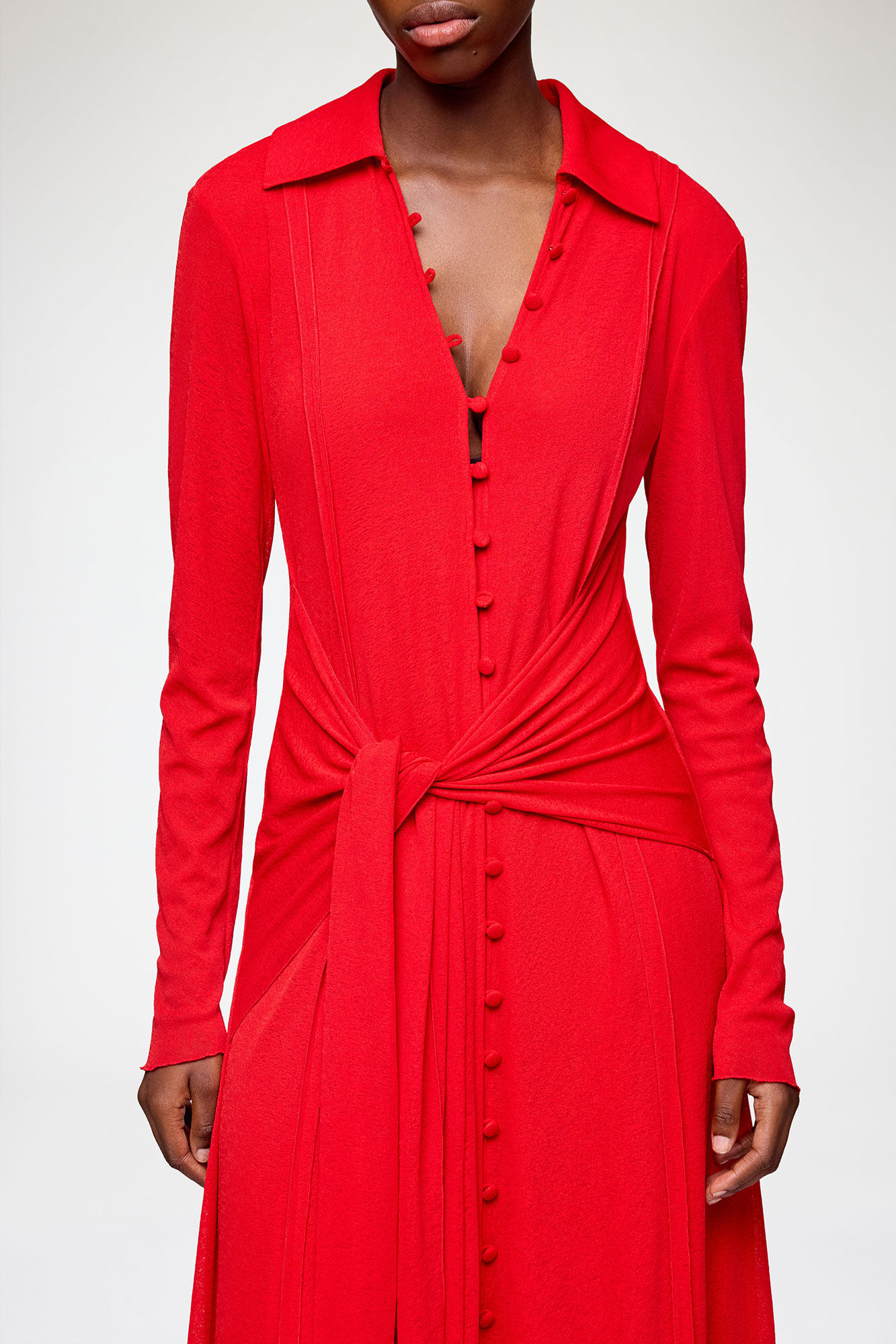 Long Dress in Marl Mesh, Recycled Polyester, in colour Goji Berry - 3 - GANNI