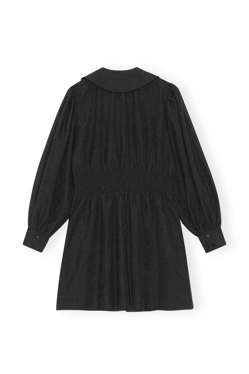 Crinkled Georgette Mini Dress, Recycled Polyester, in colour Black - 2 - GANNI