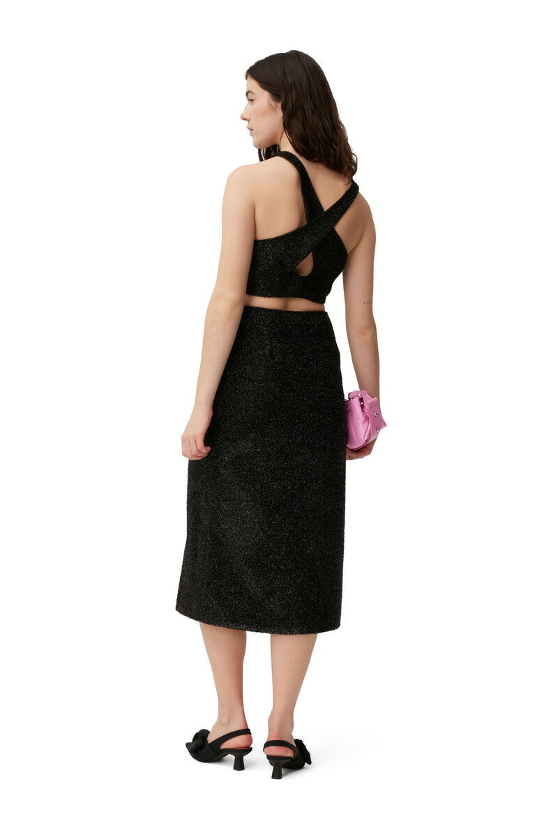 Sparkle Cropped Top, Polyester, in colour Black - 2 - GANNI