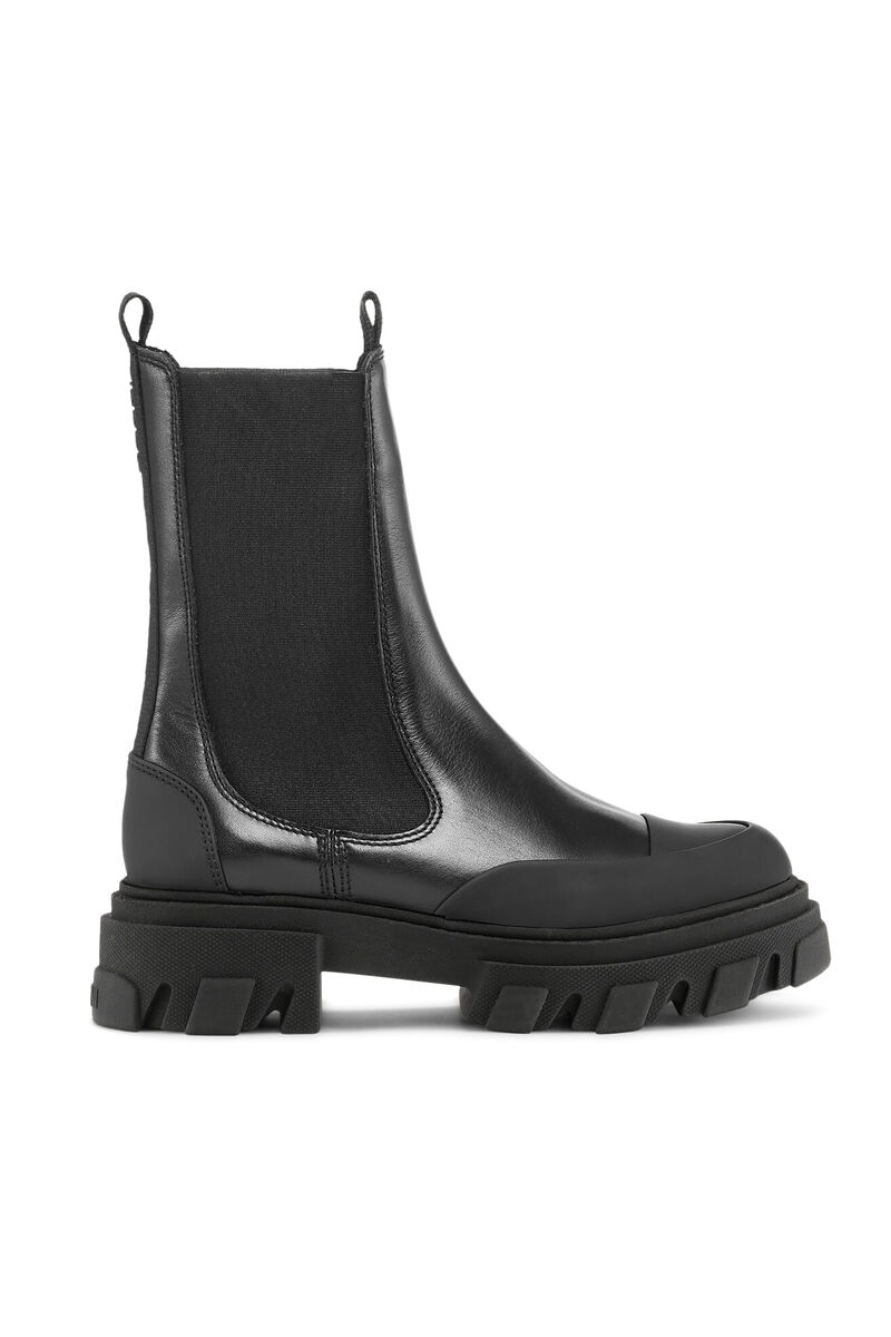 Mid Chelsea Boots, Leather, in colour Black - 1 - GANNI