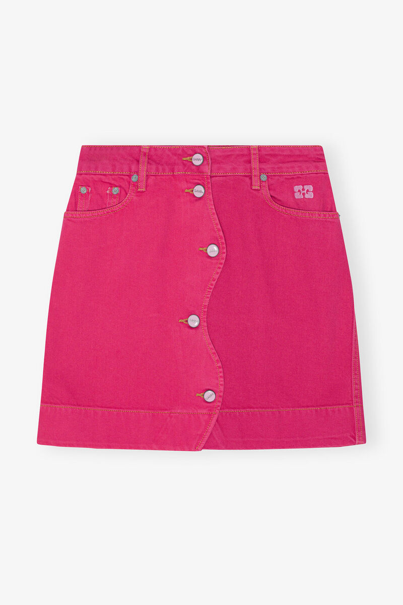 Re-Cut Overdyed Cutline Mini Skirt, Cotton, in colour Light Lilac - 1 - GANNI