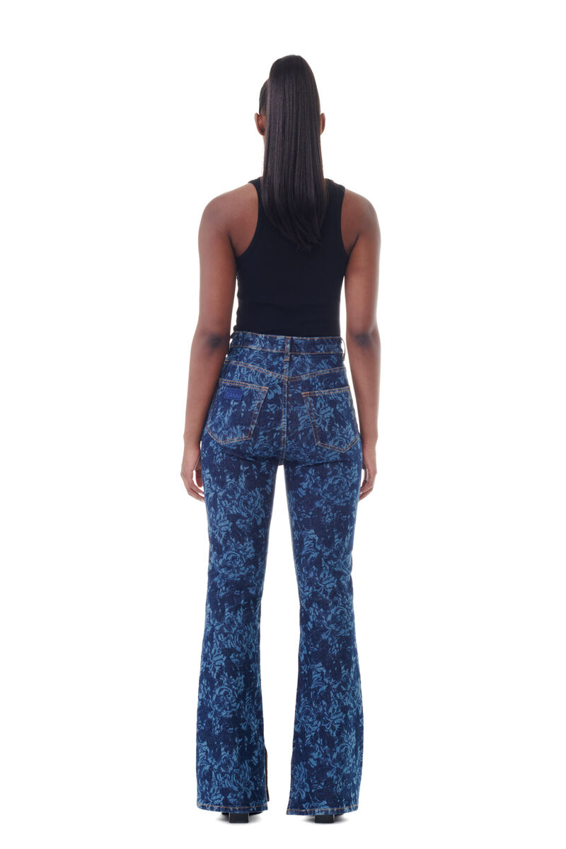 Lazer Bootcut Slit Iry-jeans, Cotton, in colour Mid Blue Stone - 3 - GANNI