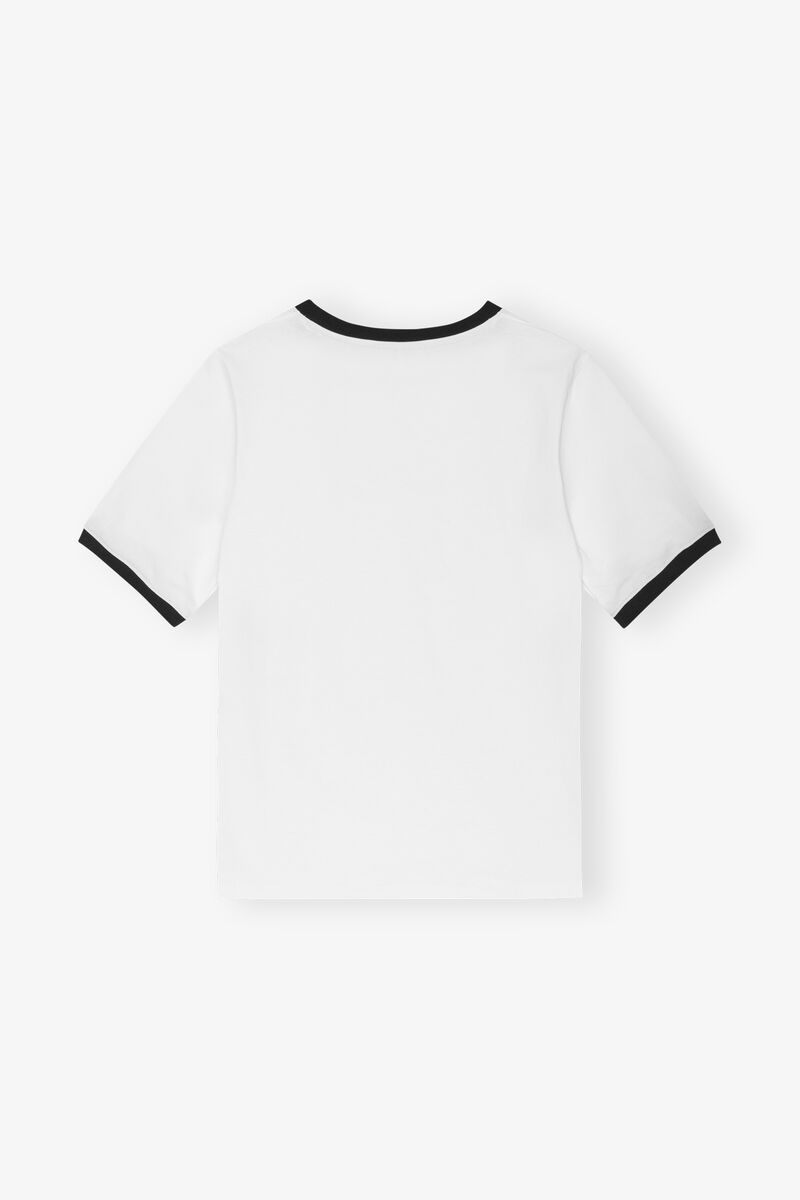 White Cotton T-Shirt, Cotton, in colour Bright White - 2 - GANNI