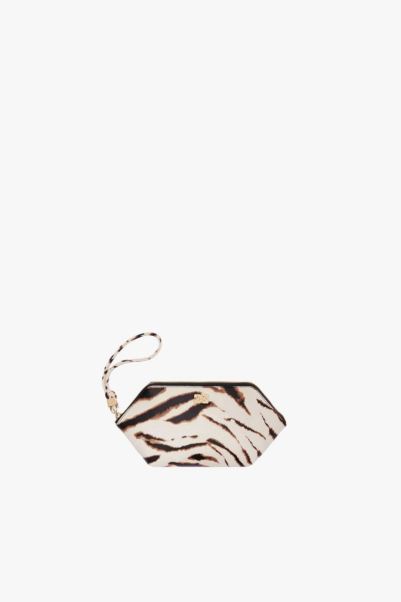 Bou Make-Up Pouch in Zebra, Recycled Polyester, in colour Egret - 1 - GANNI