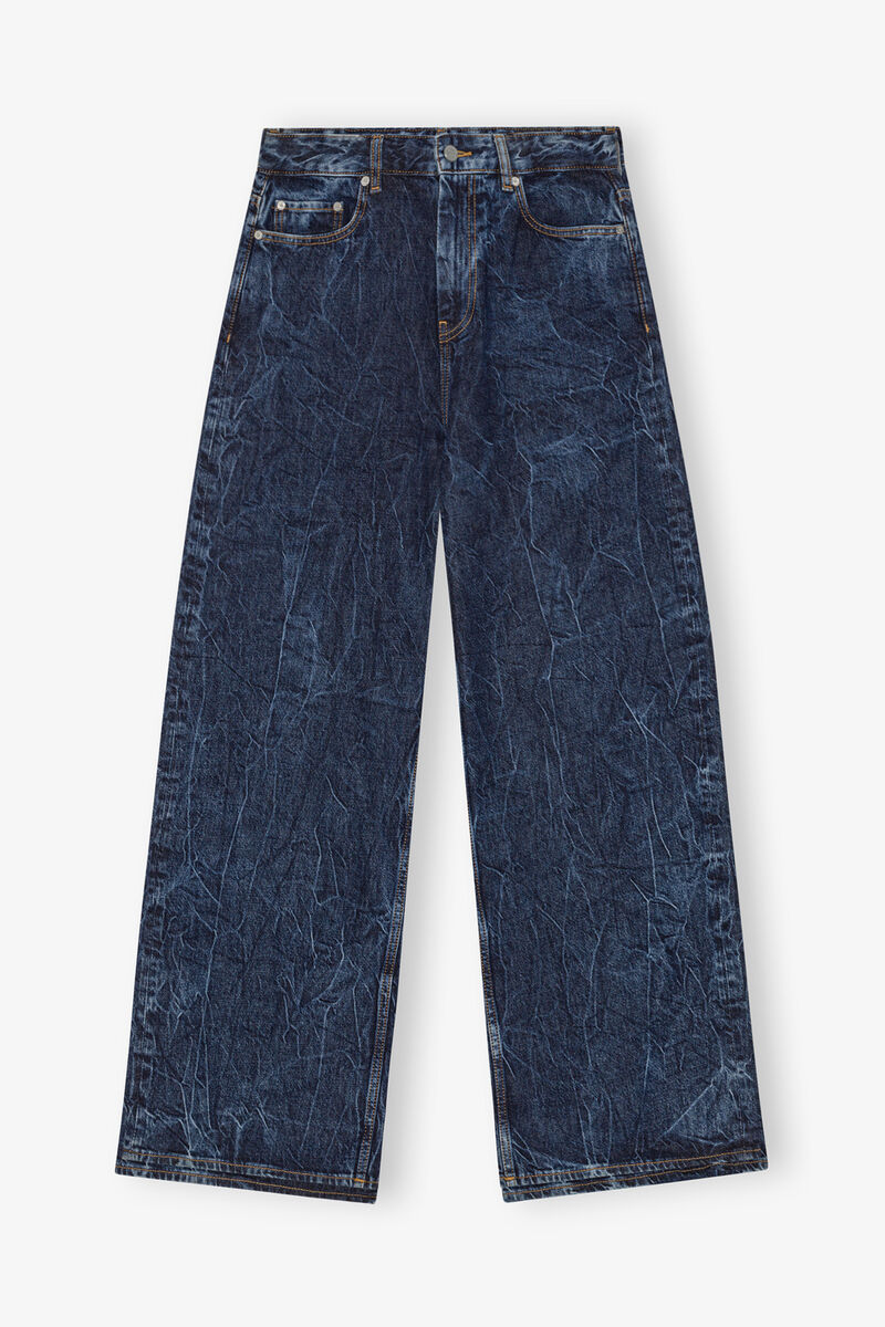 Jean Marri en bleu fonc&eacute;, Organic Cotton, in colour Mid Blue Stone - 1 - GANNI