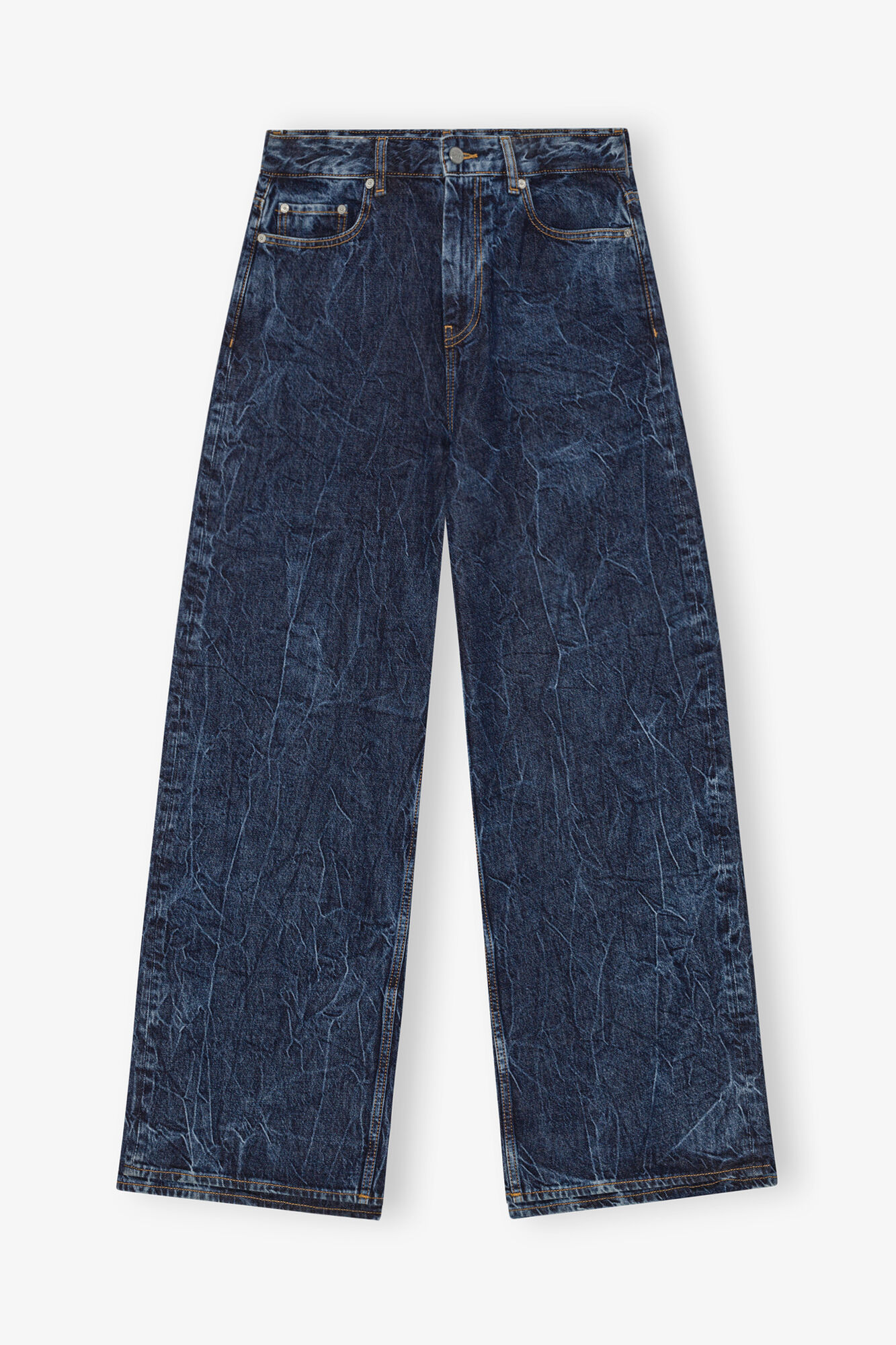Jean Marri en bleu fonc&eacute;, Organic Cotton, in colour Mid Blue Stone - 1 - GANNI