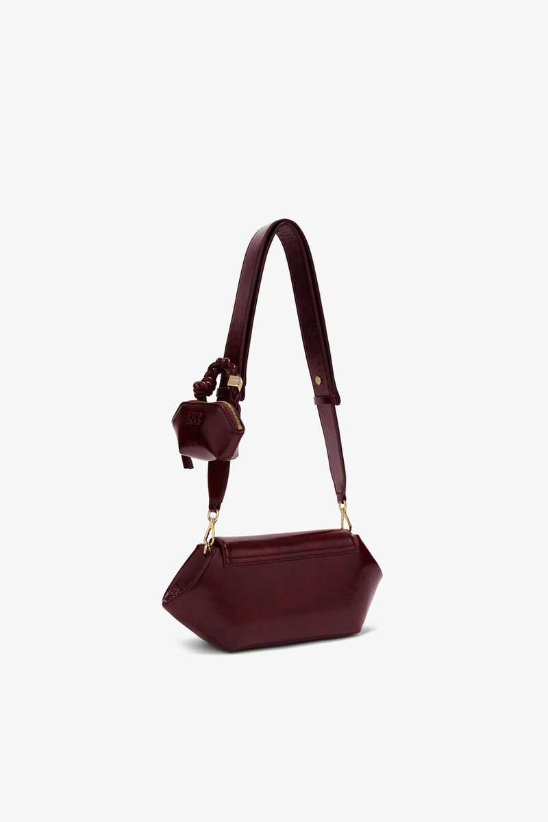 Bou Bag East/West Shine in Red, Polyester, in colour Burgundy - 2 - GANNI