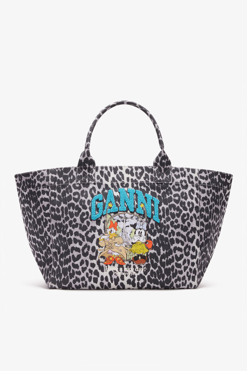 Cabas XXL Minnie Mouse & Daisy Duck, Recycled Cotton, in colour Silver - 1 - GANNI