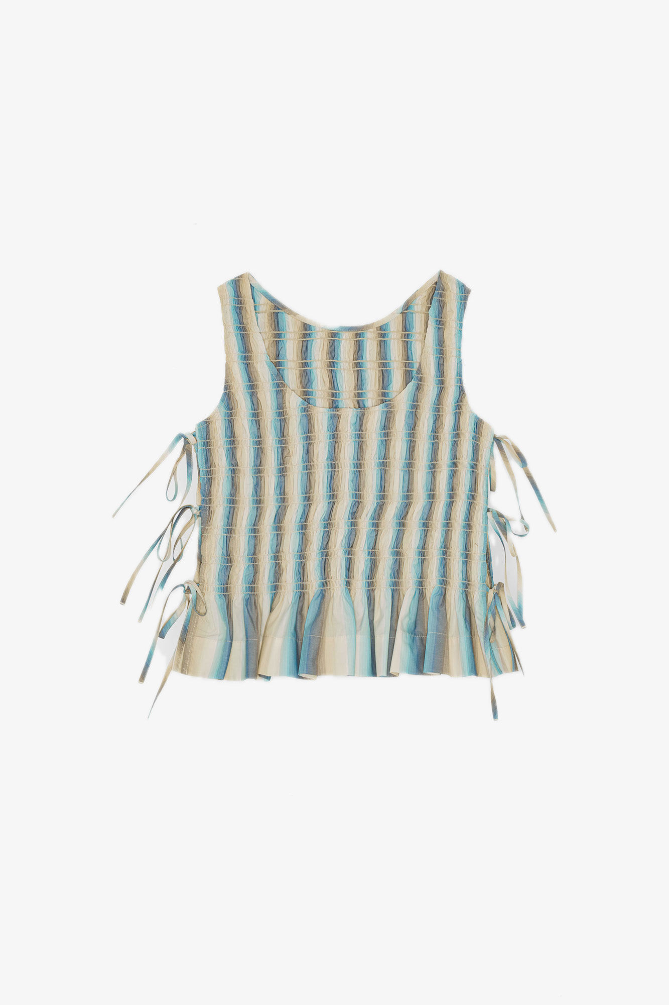 Ombre Striped Cotton Smock Tie Top, Cotton, in colour Multicolour - 2 - GANNI