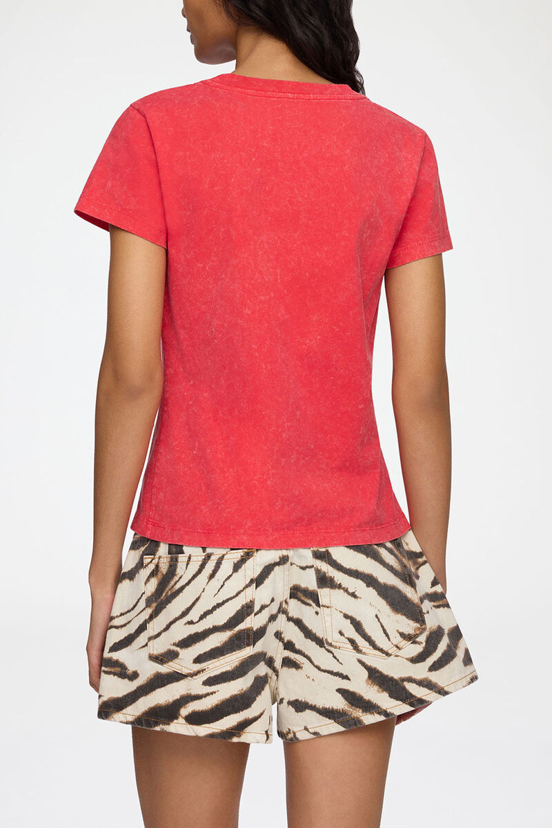 Baby Fit Future T-shirt with Cherry, Recycled Cotton, in colour High Risk Red - 3 - GANNI