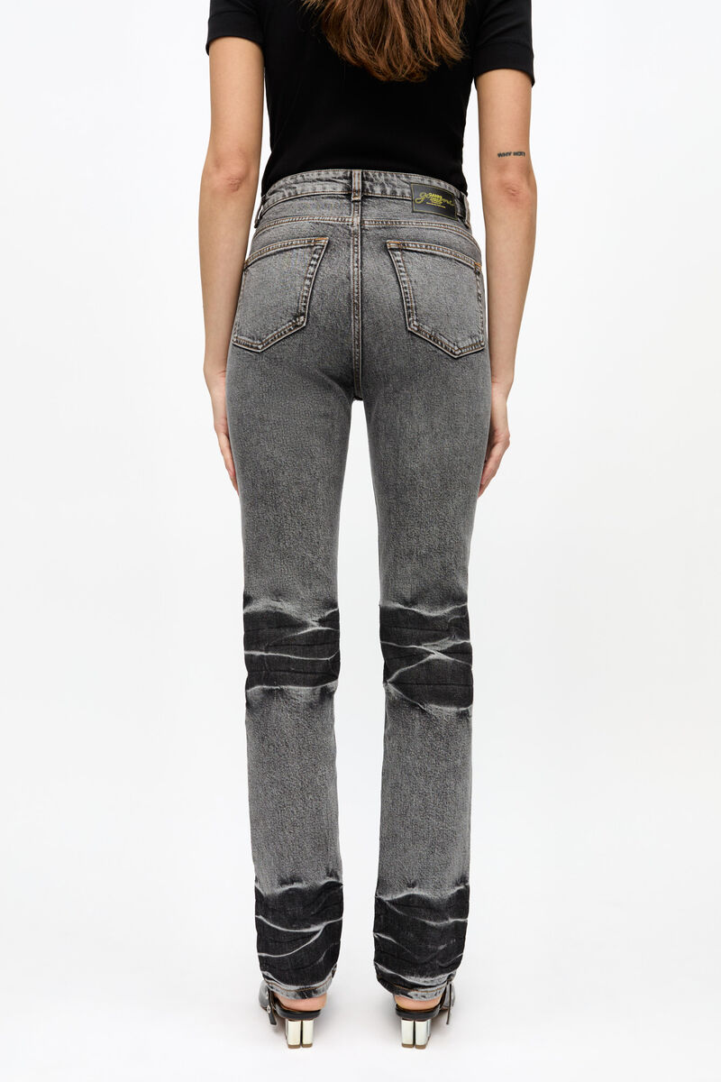 Jean Carri noir d&eacute;lav&eacute;, Organic Cotton, in colour Black Washed - 3 - GANNI