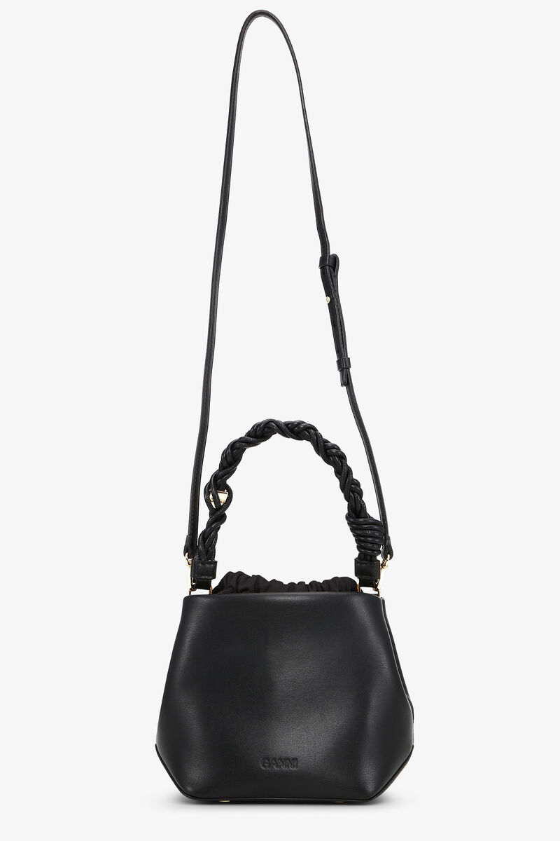 Black Bou Bucket Bag, Recycled Leather, in colour Black - 2 - GANNI