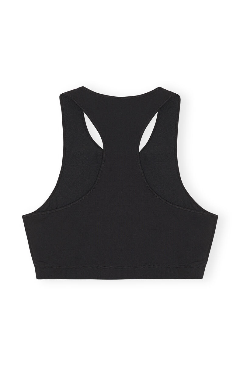 Active Racerback Zipper Top, Recycled Nylon, in colour Black - 2 - GANNI