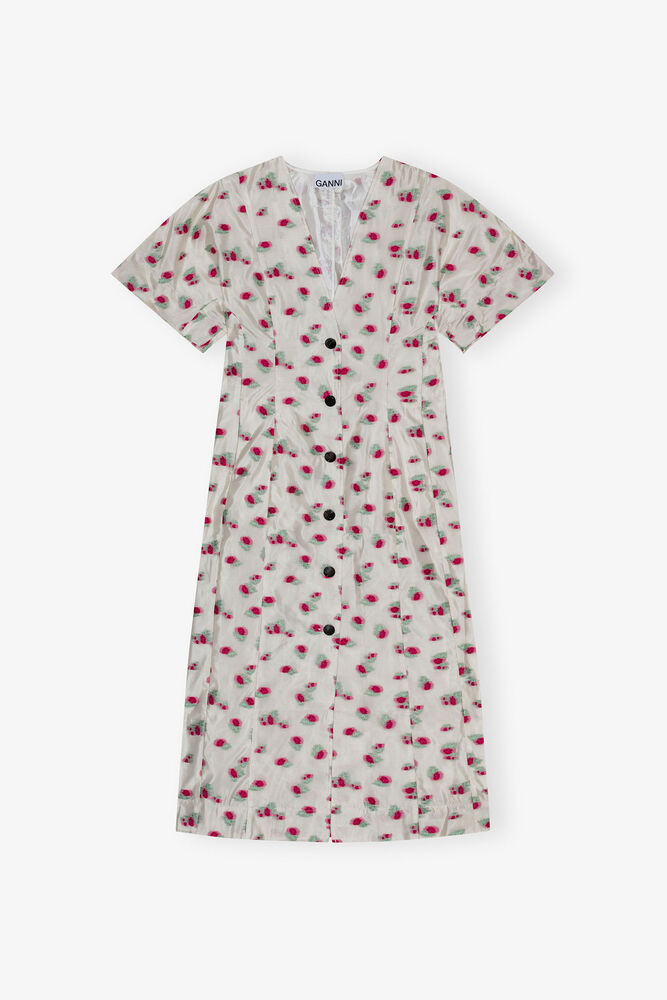 Floral Organza Jacquard Midi Dress, Tofu