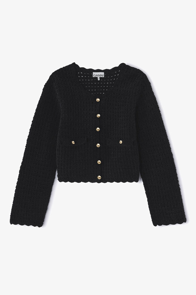 Black Crochet Cardigan, Black