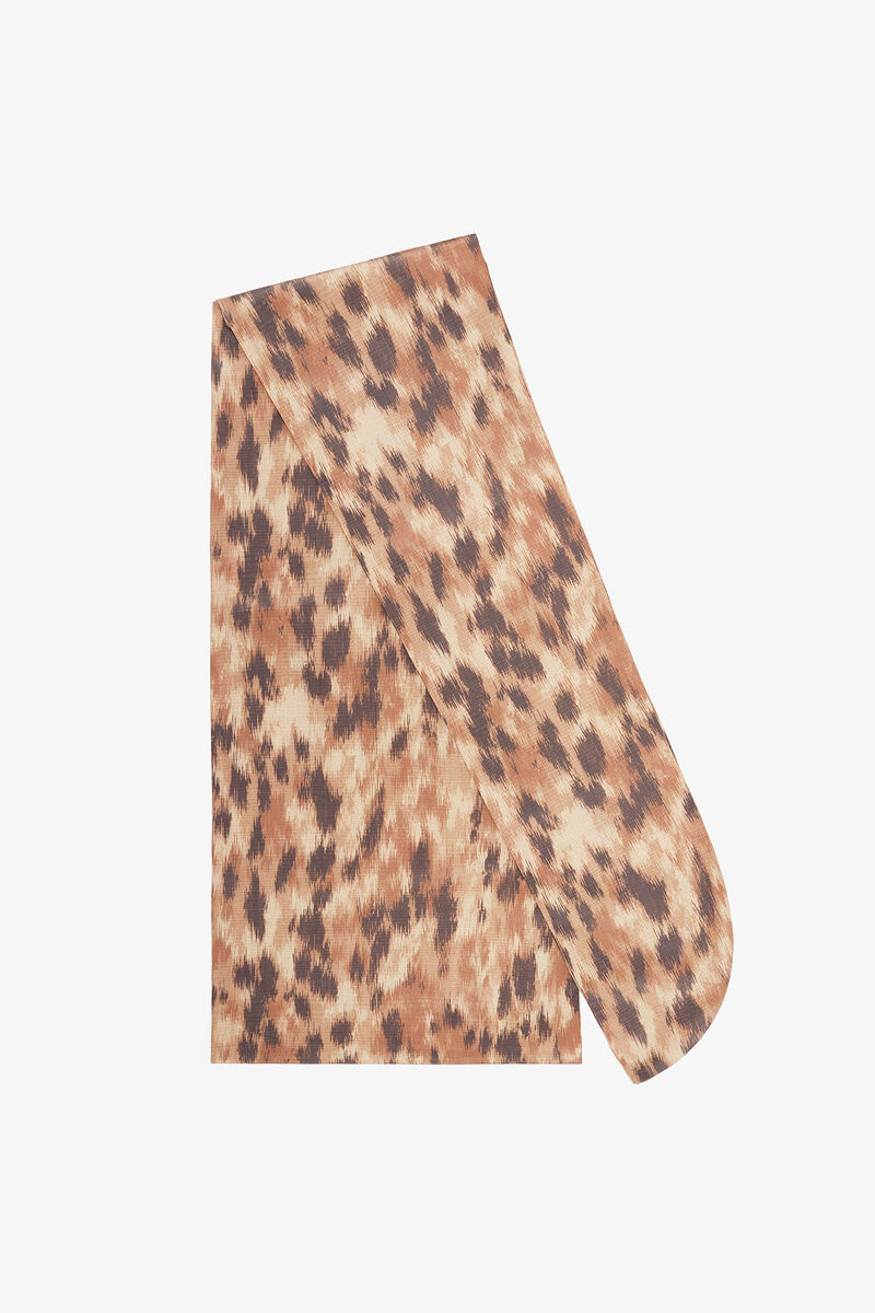 Wrap Scarf in Print, Recycled Polyester, in colour Burro - 1 - GANNI