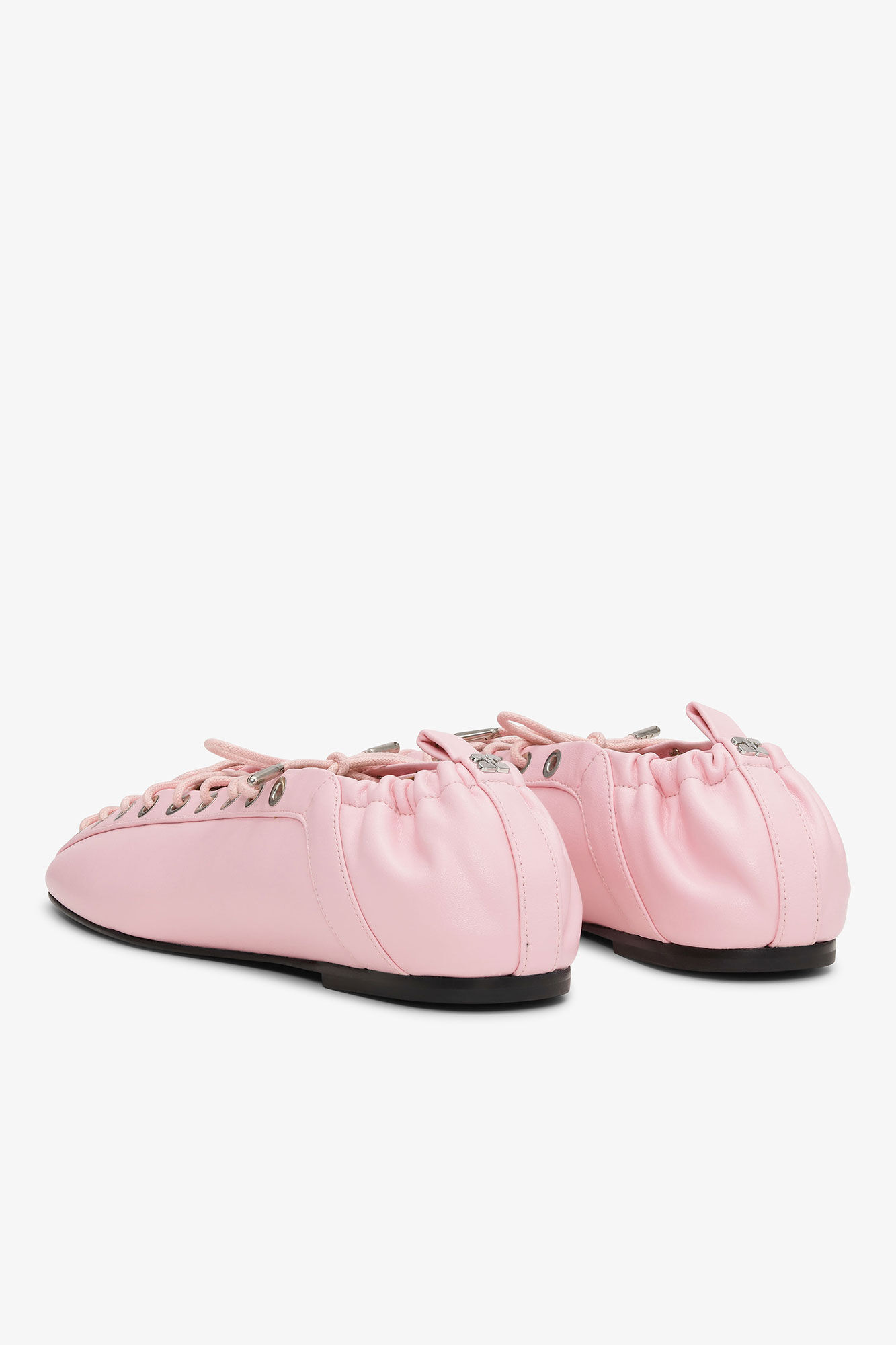 Lace-Up Ballerinas in Rose, Lyocell, in colour Fairy Tale - 3 - GANNI