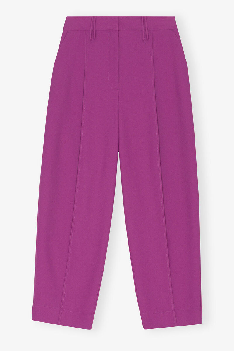 Summer Suiting Relaxed Pleated Pants, LENZING™ ECOVERO™, in colour Purple Wine - 1 - GANNI