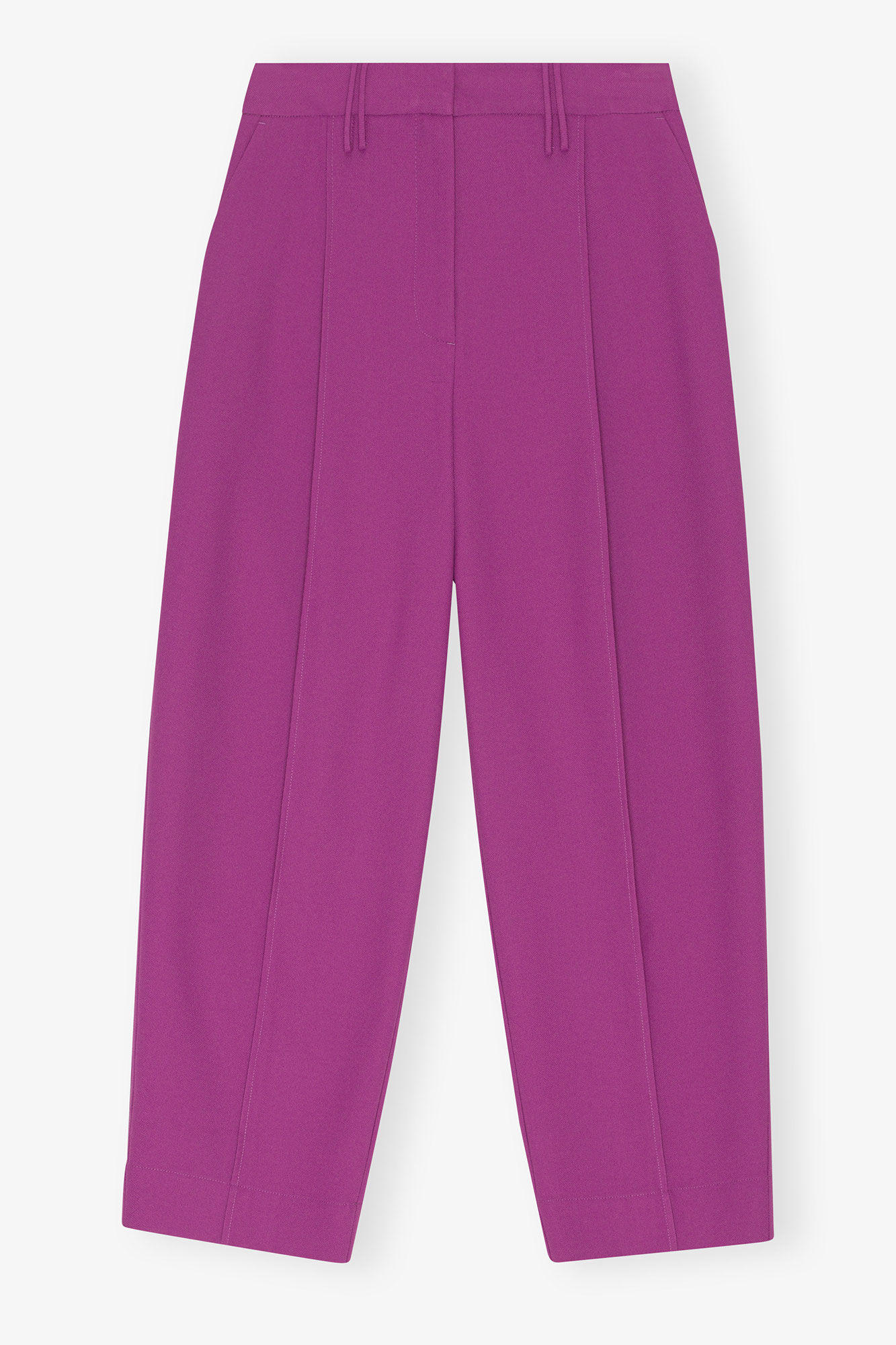 Summer Suiting Relaxed Pleated Pants, LENZING™ ECOVERO™, in colour Purple Wine - 1 - GANNI