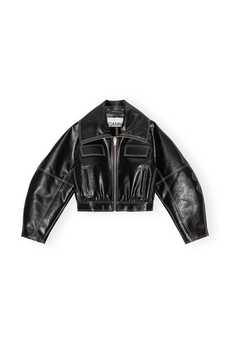 Black Future Oleatex Curved Sleeve Jacket , Cotton, in colour Black - 1 - GANNI