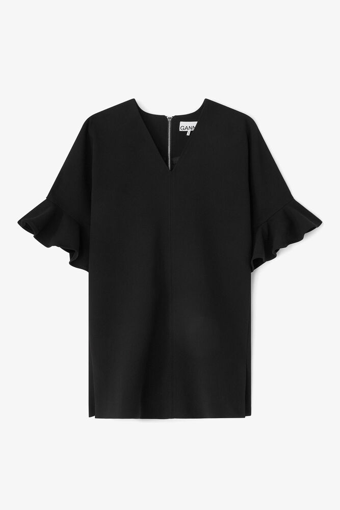 Robe courte à volants noire, Jet Black