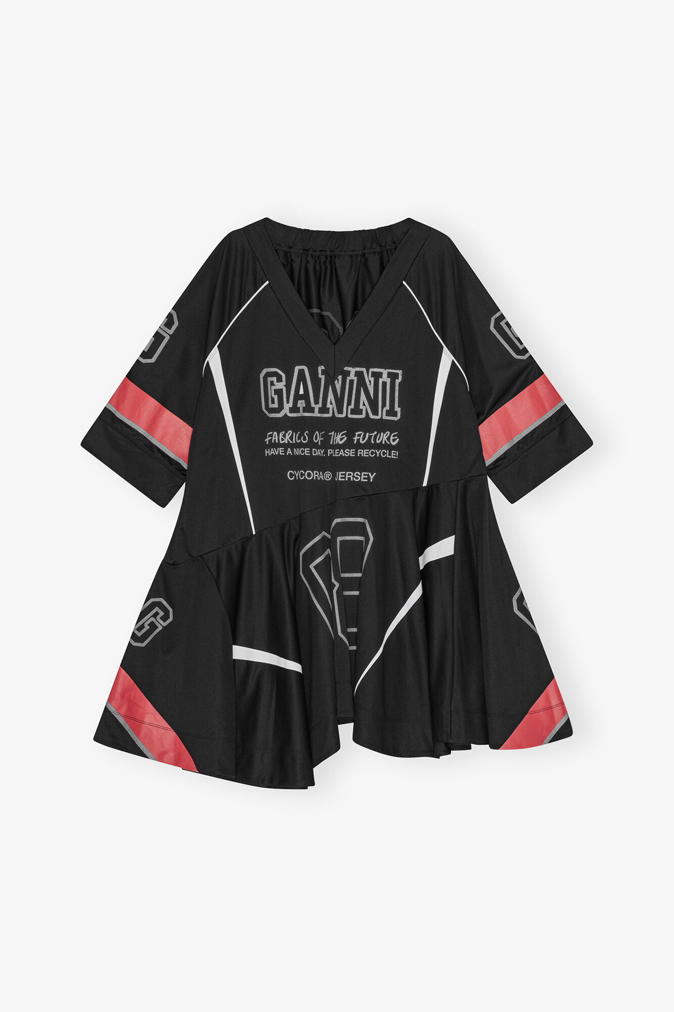 Black League Oversized Mini Dress, Recycled Polyester, in colour Black - 2 - GANNI