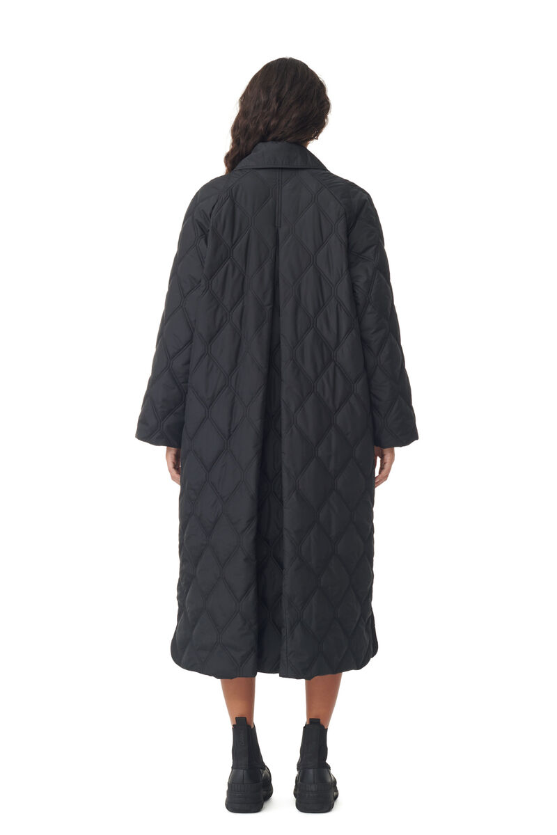 Ripstop Quilt Coat, Recycled Polyester, in colour Black - 4 - GANNI