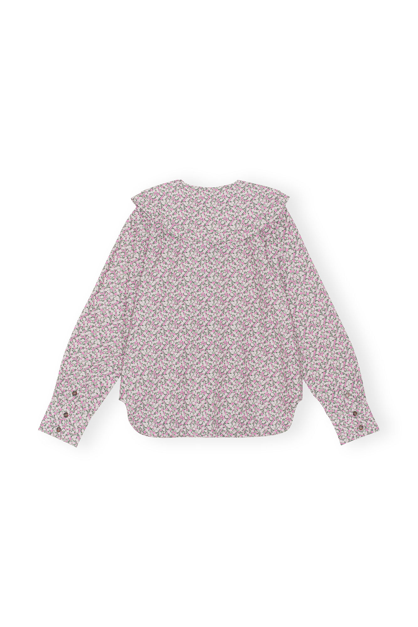 Printed Cotton Double-Collar Shirt, Cotton, in colour Frost Gray - 2 - GANNI