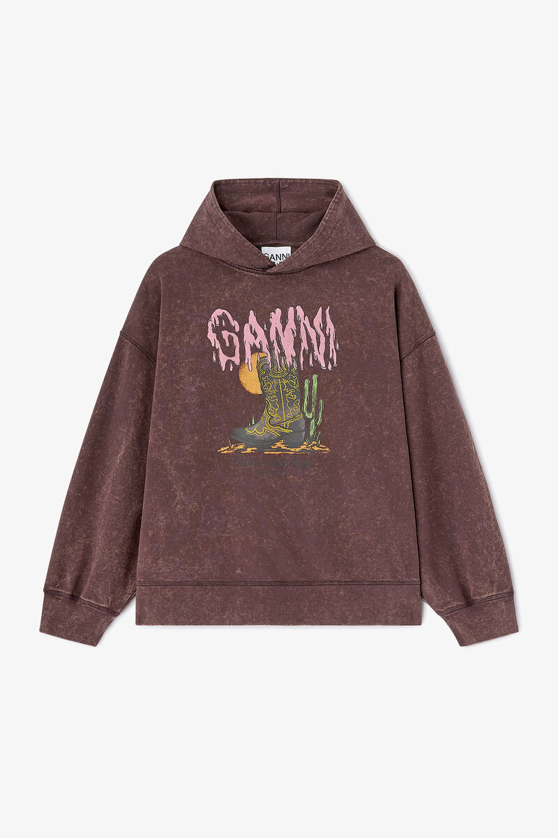 Vintage Wash Hoodie, in colour Chocolate Plum - 1 - GANNI