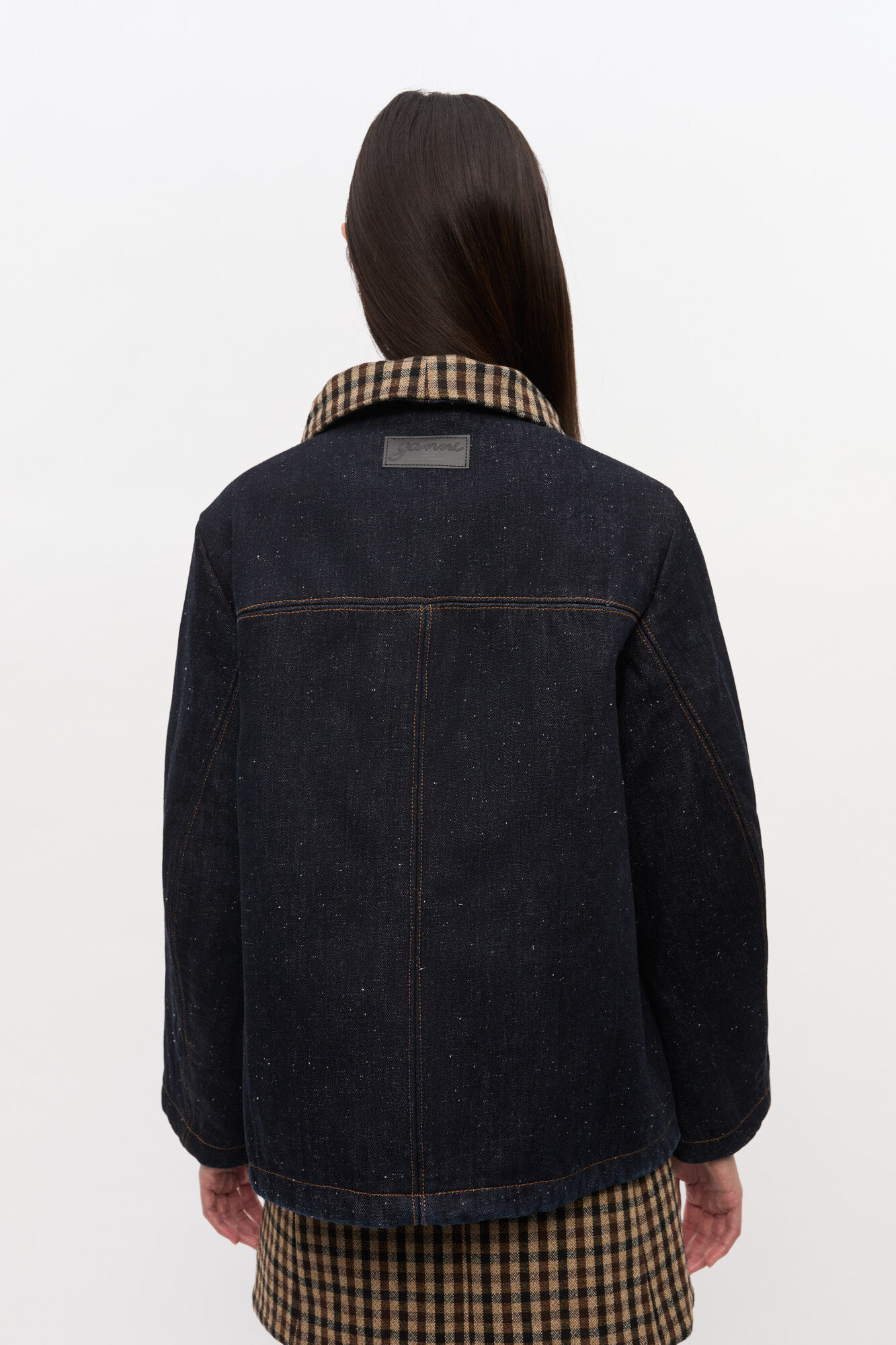 Neppy Denim Jacket, Cotton, in colour Dark Blue Stone - 4 - GANNI