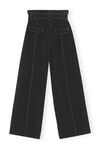 Cropped Trousers, Polyester, in colour Black - 2 - GANNI