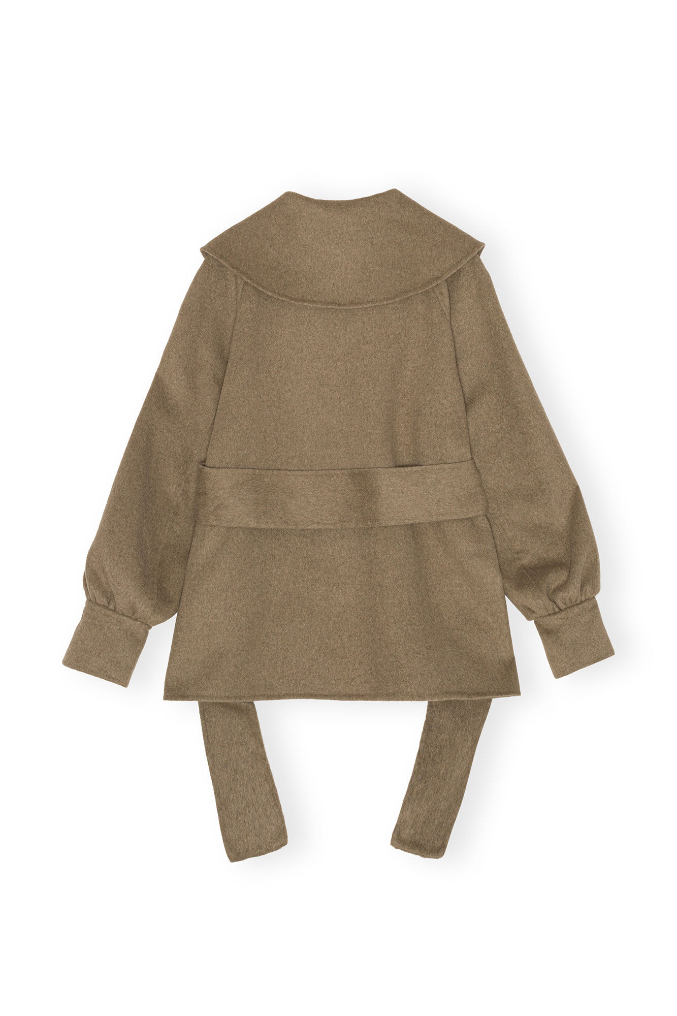 Brown Wool Collar Jacket, Polyamide, in colour Petrified Oak - 2 - GANNI