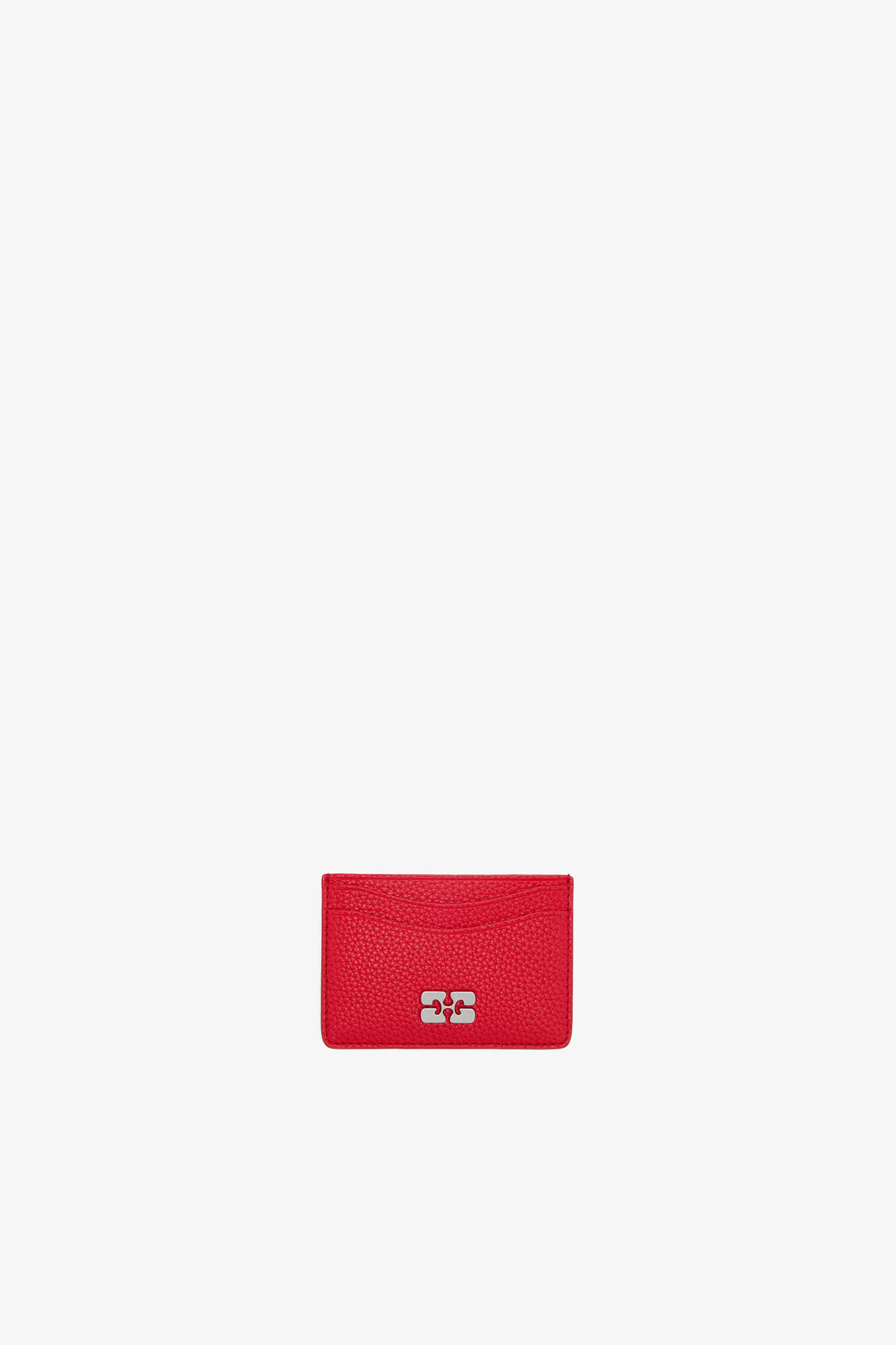 Bou Kartenetui aus Leder mit Narbe in Rot, Recycled Polyester, in colour Goji Berry - 1 - GANNI