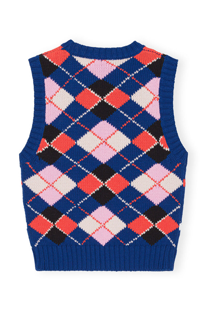 Graphic Cotton Vest, Cotton, in colour Sodalite Blue - 2 - GANNI