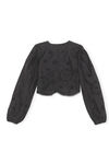 Broderie Anglaise Cropped Blouse, Cotton, in colour Black - 2 - GANNI