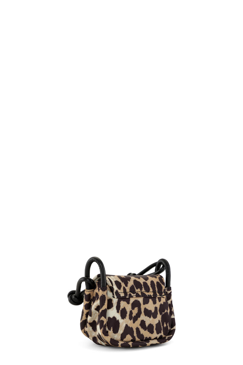 Leopard Knot Mini Flap Over Bag, Recycled Polyester, in colour Leopard - 2 - GANNI