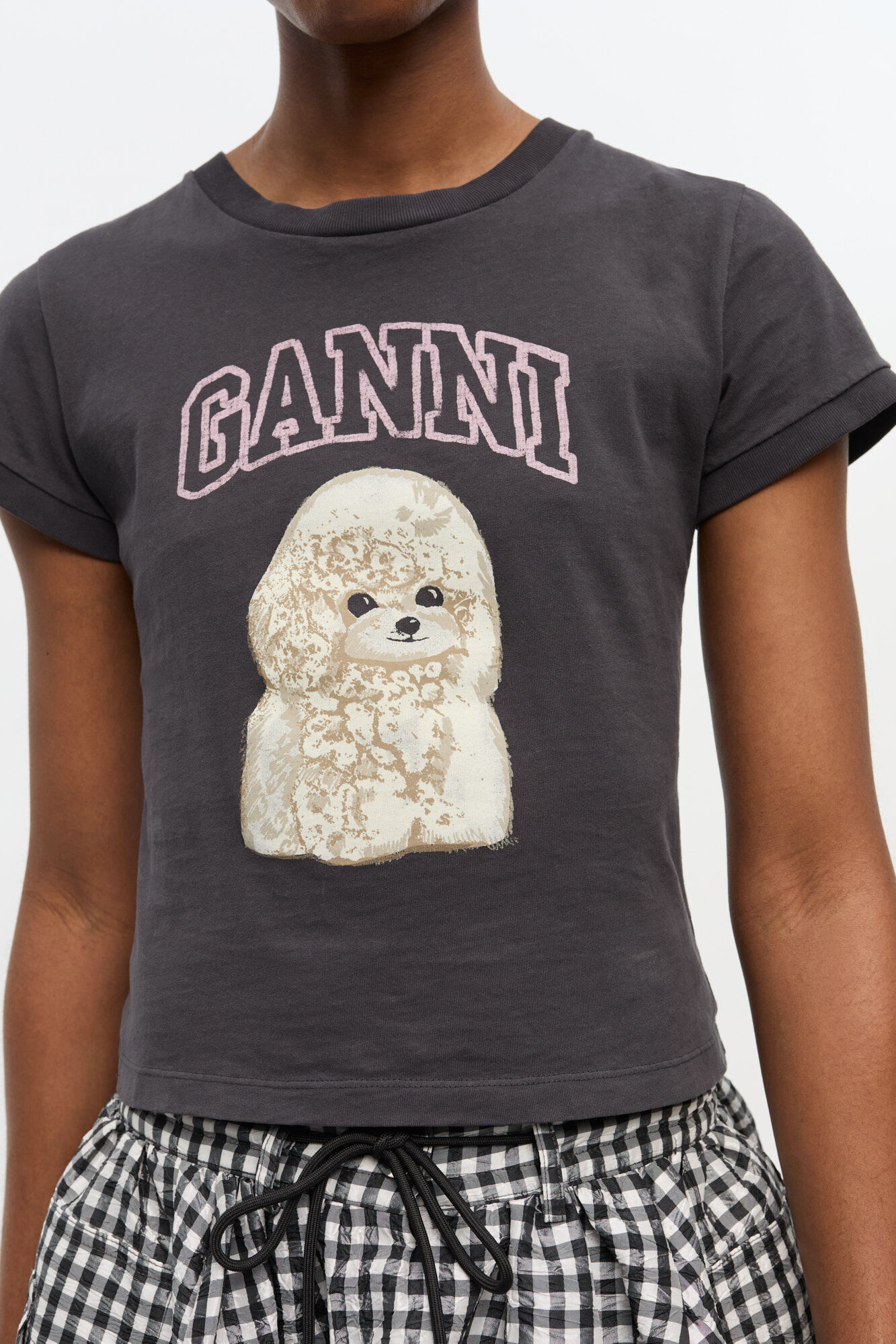 Phantom Black Poodle Baby Fit T-shirt | GANNI (Global) ID