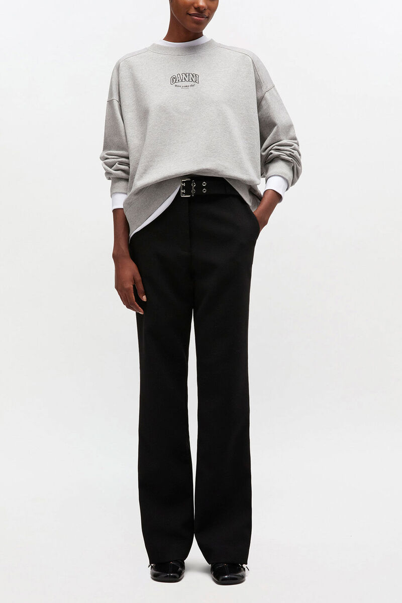 Essential crewneck, Organic Cotton, in colour Paloma - 2 - GANNI