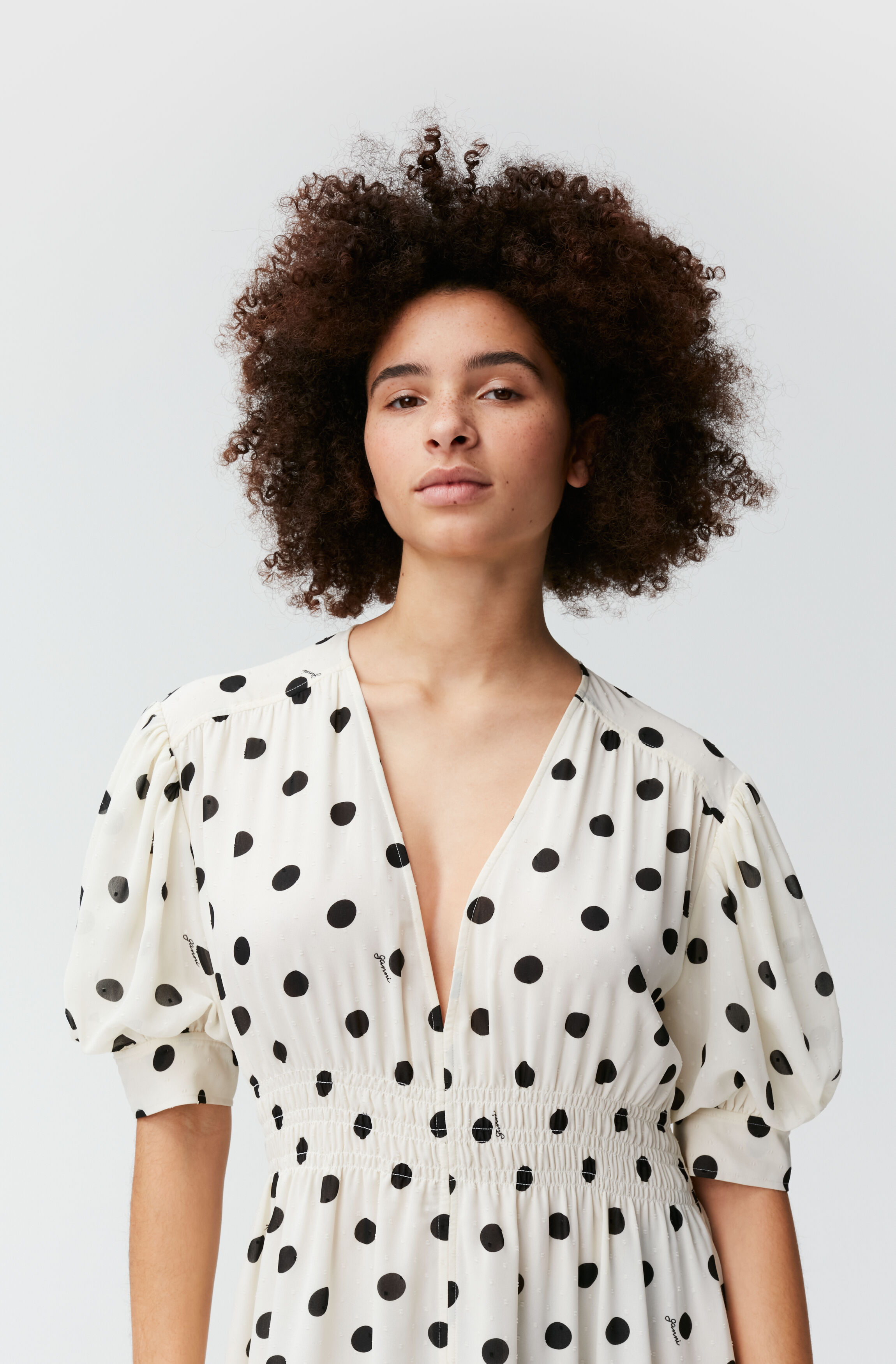 Vanilla Ice Printed Dotted Georgette 